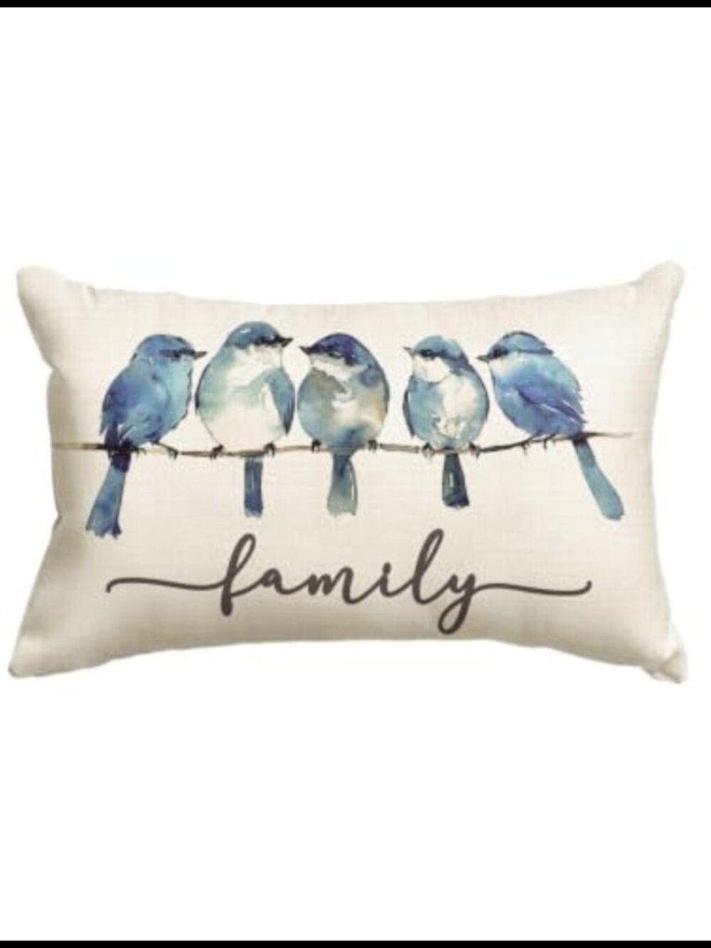 Watercolor Bluebird Family Throw Pillow Cover 12x20 Inch Polyester Cushion Case